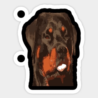 Cartoon Style Nerdy Rottie Sticking Tongue Out Sticker